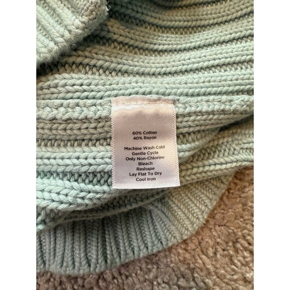 Talbots Petite Zip Front Ribbed Sweater Size S Light Blue Soft Warm HIgh Collar - Picture 7 of 7